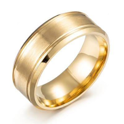 Lundholm Torsten Ring Heren Goudkleurig – Premium Stainless Steel Gold PVD Plated – Brede Heren Ring 8 mm – Matte en Glanzende Afwerking – Maat 10 / EU 62 – Scandinavisch Design