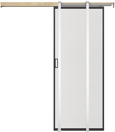 Vente-unique Schuifdeur met klamplaagsysteem - Aluminium en gehard matglas - H205 x L63 cm - LINCI II