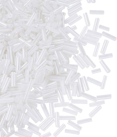 Ongeveer 1111 stks/50 g glazen bugel zaadkralen sets 6 x 1,8 mm buis losse afstandskralen voor doe-het-zelf sieraden maken (wit)