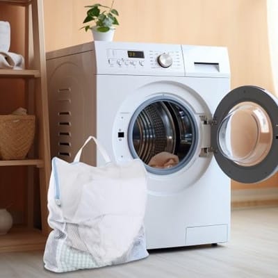 Set van 4 Draagbare Herbruikbare Waszakken, Machinewasbaar, Ideaal voor Reizen, Ondergoed, Handdoeken en Sjaals, Twee Maten, Blauw