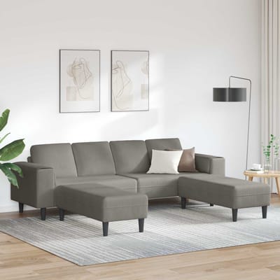 vidaXL - Bank - Lichtgrijs - 250 - x - 188 - x - 76 - cm - Corduroy - stof