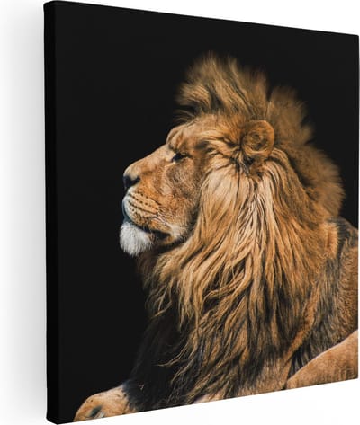 Artaza Canvas Schilderij Leeuw - 80x80 cm - Wanddecoratie Dieren - Muurdecoratie Dierenkop - Schilderijen Op Canvas Woonkamer