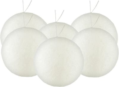 Gerim Kerstballen - 6 stuks - wit - kunststof - glitters - D8 cm