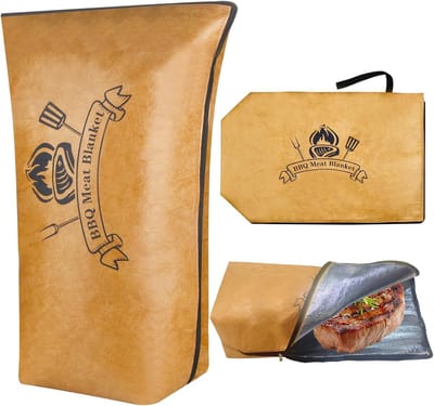 Bbq mat-bbq matje grill mat-Een grillmat die de hitte op zijn plaats houdt-BBQ Rundvlees Brisket Deken Vlees Rust Deken voor Rust-BBQ-vleesisolatie, grote borst-/kalkoenzak met brede opening - 53x38 cm