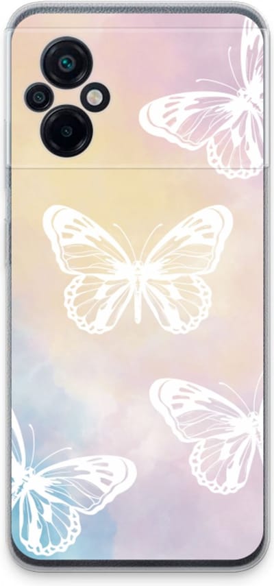 Case Company® - Hoesje geschikt voor Xiaomi Poco M5 hoesje - White butterfly - Soft Cover Telefoonhoesje - Bescherming aan alle Kanten en Schermrand