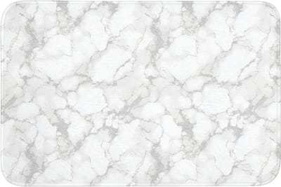 Badmat 90x60 cm - Antislip - Wit - Marmer - Grijs - Badmatten voor badkamer - Badkamermat - Douchemat - Badkamer mat