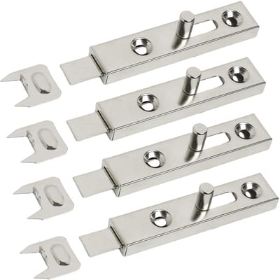 Dailygoods- Schuifgrendel 70 mm - Set van 4 - Vernikkeld Staal - Meubelgrendel - Duurzame Beveiliging - Eenvoudige Montage - Meubelvergrendeling