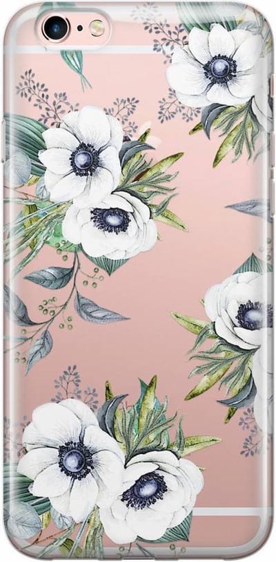 Casimoda® hoesje - Geschikt voor iPhone 6/6s - Bloemenprint Wit - telefoonhoesje - Backcover - Transparant - Multi