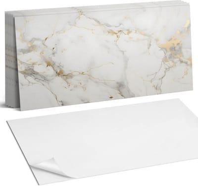 Coloray Plaktegels - Elegant marmerpatroon Wandtegel Zelfklevend - 60 cm x 30 cm - Wit Plaktegels - 6 stuks - Rechthoek PVC Tegels - Plaktegels Keuken - Zelfklevende Vloertegels Badkamer - Vinyltegels Vloer Zelfklevend - Zelfklevende Wandtegels
