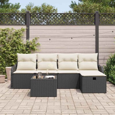 vidaXL - Tuinbank - Set - 6 - st - 4-Aantal - zitplaatsen - Zwart - en - Crème