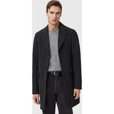 AllSaints Caspian Coat Cinder Black Marl Taglia: 34 | Cappotti monopetto Outlet | Uomo | Nero