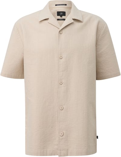 Textured Cotton Shirt with Notched Collar QS