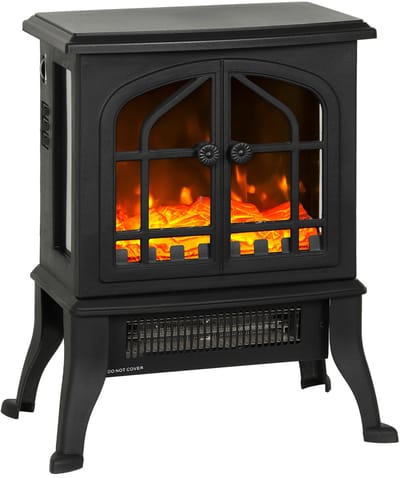 Vrijstaande elektrische sfeerhaard - 3D Vlammeneffect - Verstelbare thermostaat 10-35°C - Woonkamer - Zwart