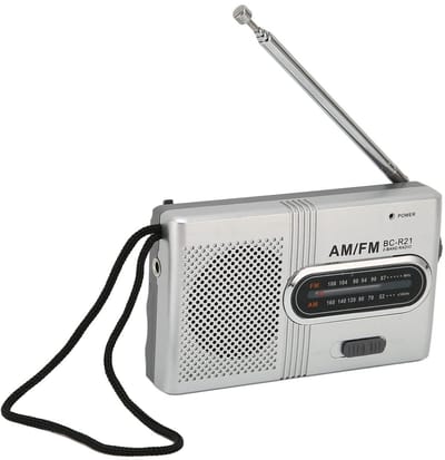 Dailygoods- Transistorradio met 5W Luidspreker - Draagbare AM/FM Radio - Oortelefoonaansluiting - Noodpakket - Zilvergrijs - 2AA Batterij