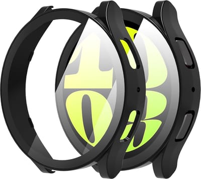 Screenprotector Glas + Hoesje geschikt voor Samsung Galaxy Watch 6 44mm - Volledig 360 Graden Case Bescherming