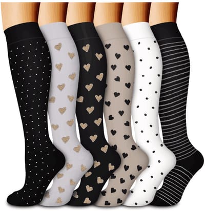Namajunas - Compressiekousen - Compressie sokken - 6 paar - S/M - Unisex - Bevordert de bloedsomloop - Biedt optimale ondersteuning voor medisch gebruik, hardlopen, verzorging, sport en meer - Hardloopsokken - Sportsokken - Steunkousen vliegtuig