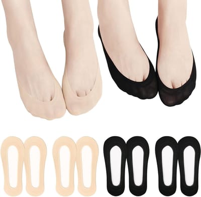 Onzichtbare sokken dames - antislip korte sokken voor hoge hakken en bootschoenen - zwart en nude - maat 35-38.