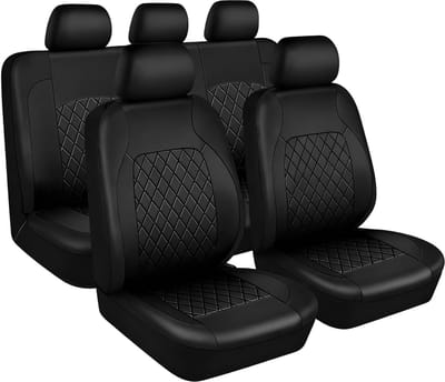 Dailygoods- Autostoelhoezen 9-delige set - Universele Beschermhoezen - PU Leer - Waterdicht - Ademend - Compatibel met Airbags - Stoelhoezen