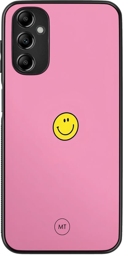 Hoesje geschikt voor Samsung Galaxy A14 5G - Pink smiley - TPU Hard Case Backcover - Roze - Mooie Telefoonhoesjes