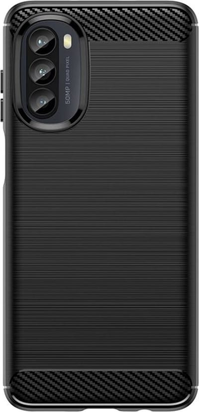 MobyDefend Hoesje - Geschikt voor Motorola Moto G52 - TPU Backcover - Geborstelde Metaal & Carbon-Look - Zwart