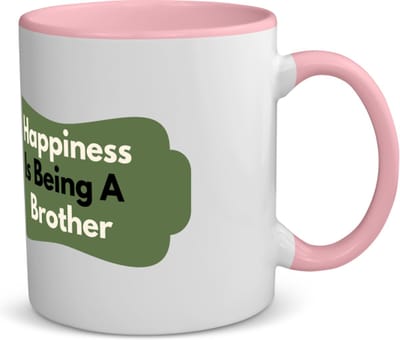 Akyol - happiness is being a brother koffiemok - theemok - roze - Broer - de liefste broer - verjaardag - cadeautje voor broer - broer artikelen - kado - geschenk - 350 ML inhoud