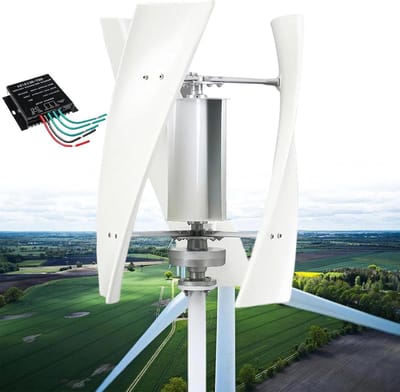 Verticale Windturbine - Windgenerator Geluidloos - Energie Opwekken - Nylonvezelbladen Aerodynamisch - 53cm Wiel Diameter - Wit