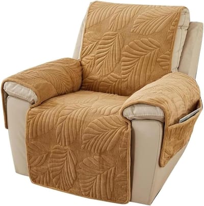 Recliner Stoel Stretch Hoes - Complete Bescherming voor Relaxfauteuil - Korte Pluche 1-Zits Stoelhoes - Elastische TV Stoel Bescherming - Geschikt voor Diverse Relaxstoelen (Oranje)