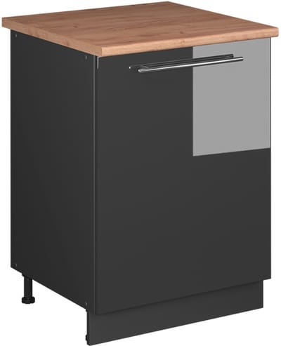 Vicco Keukenonderkast Fame-Line, Antraciet Hoogglans/Antraciet, 60 cm 1 deur met werkblad