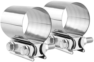 Allecto plus - 2-pack uitlaatbandklemmen, roestvrij staal, 3 inch - veilige pasvorm voor uitlaatdemper - katalysator - auto accessoire.
