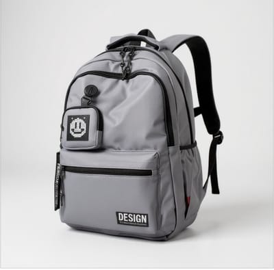 TK-S Rugzak, Grijs en Ruim, 30 Liter, 17,3 inch laptop, drankflesvak. (51x30x20cm)