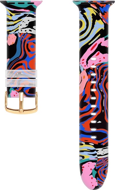 Siliconen bandje - geschikt voor Apple Watch series 1/2/3/4/5/6/7/8/9/10/11/ SE (1,2,3) / Ultra (1,2,3) met maat 44 mm / 45 mm / 46 mm / 49 mm - coloured zebra