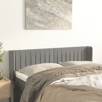 vidaXL - Hoofdbord - met - randen - 147x16x78/88 - cm - fluweel - lichtgrijs