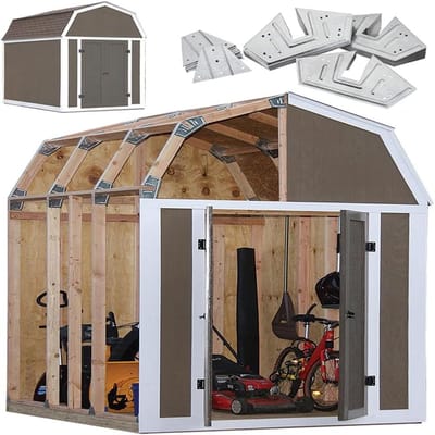 Schuur Frame Kit - Bouwpakket Schuur - Snelle Constructie - Gegalvaniseerde Beugels - 7x8 Voet Opties - Grijs