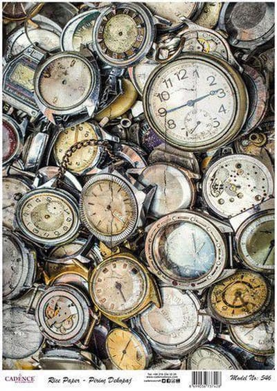Cadence rijstpapier oude horloges Model No: 546 30x42cm