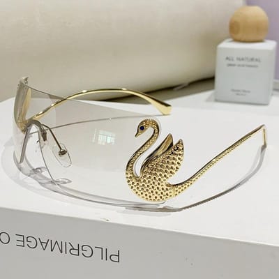 Nieuwe Stijlvolle Randloze Oversized Zonnebril Voor Dames Premium Casual Zonlicht Bril Trendy Groot Vormgegeven Montuur Vision Wear UV400