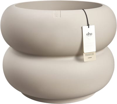 Elho Amber Roll Low 60 - Grote Bloempot voor Binnen & Buiten - 100% Gerecycled Plastic - Ø 59.9 x H 46.1 cm - Balanced beige