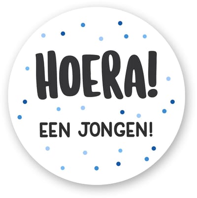 25x Sluitzegels “Hoera! Een jongen” – Geboorte – 4 cm