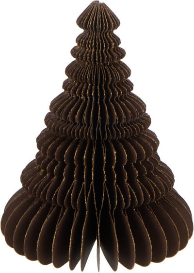 J-Line kersthanger Kerstboom - papier - bruin - small - 2 stuks