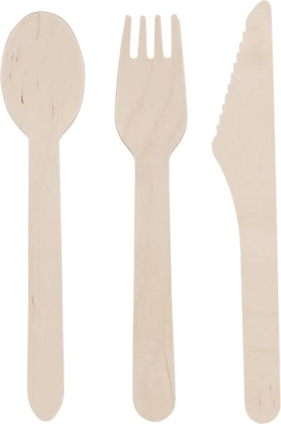 Houten bestekset wegwerp -6x- vervanger voor plastic vorkjes bestek - Biologisch afbreekbaar FSC - Hout