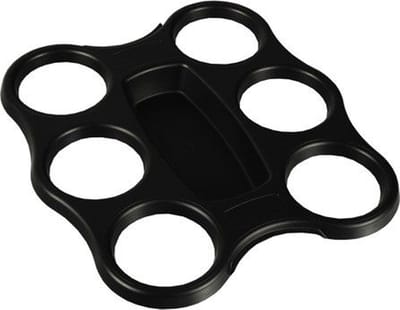 Draagtray voor drink/koffiebekers, PS 22,4 cm x 24,4 cm x 2,4 cm zwart voor 6 beker (3 stuks)