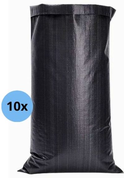 Zandzakken 10 stuks – 40 x 60 cm - Zwart incl. sluitingsriem - Scheur- en slijtvast geweven Polypropyleen (PP) - Tegen wateroverlast - Overstromingsbescherming - Ongevuld