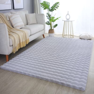 Flycarpets Felicia Hoogpolig Fluffy 3D Design Vloerkleed - Zilver - 140x200 cm