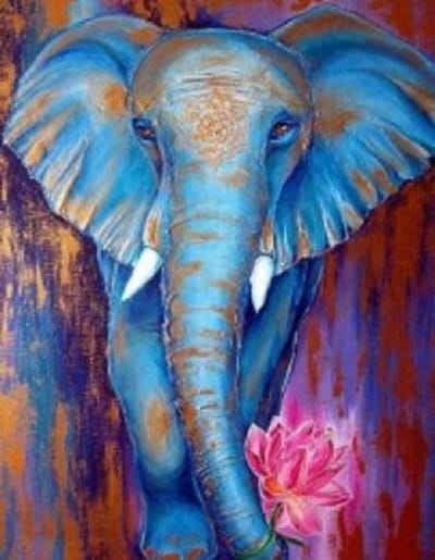 Mona Lisa diamond painting volledig pakket 40x30cm: olifant blauw