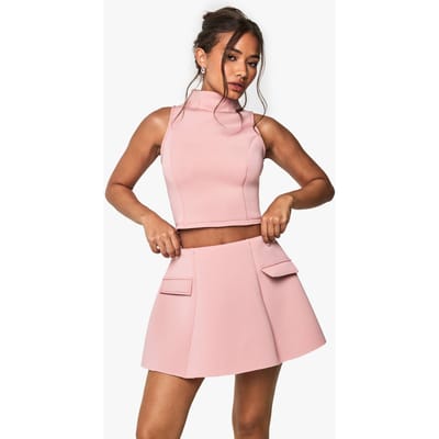 boohoo Dames Scuba Pocket Detail A-lijn Rok | Blush | Maat: 8