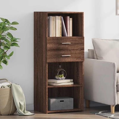 vidaXL - Hoge - kast - 50x42,5x124 - cm - bewerkt - hout - bruin - eikenkleurig