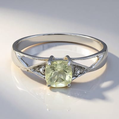 Cavill - Zilveren Damesring 925 Sterling Zilver - Orthoklaas 0,42 ct Antiek Kussen + 2 Witte Topaas 0,017 ct - Vintage Elegante Ring 17