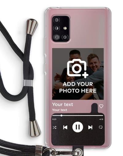 Gepersonaliseerd - Case Company® - Hoesje met koord geschikt voor Samsung Galaxy A51 5G hoesje met Koord - Music Player - Telefoonhoesje met Zwart Koord - Bescherming aan alle Kanten en Over de Schermrand