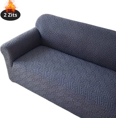 Livano Bankhoes - Bankbeschermer - Stretch - Sofa Cover - Effen - Donkergrijs - 2 Zits