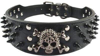 Dailygoods- Hondenhalsband Kunstleer - Verstelbaar 2 Inch Breed - Studded Spikes - Voor Middelgrote/Grote Honden - 20/22/24/26 Inch Hals - 100% Kwaliteitsgarantie - Hondenriem