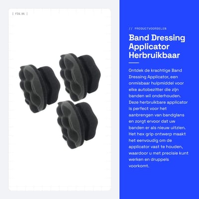 Dailygoods- Band Dressing Applicator - 3 Stuks - Herbruikbare Spons - Ergonomisch Handvat - Duurzaam Schuimsponsmateriaal - Golfpatroonontwerp - Bandreiniger